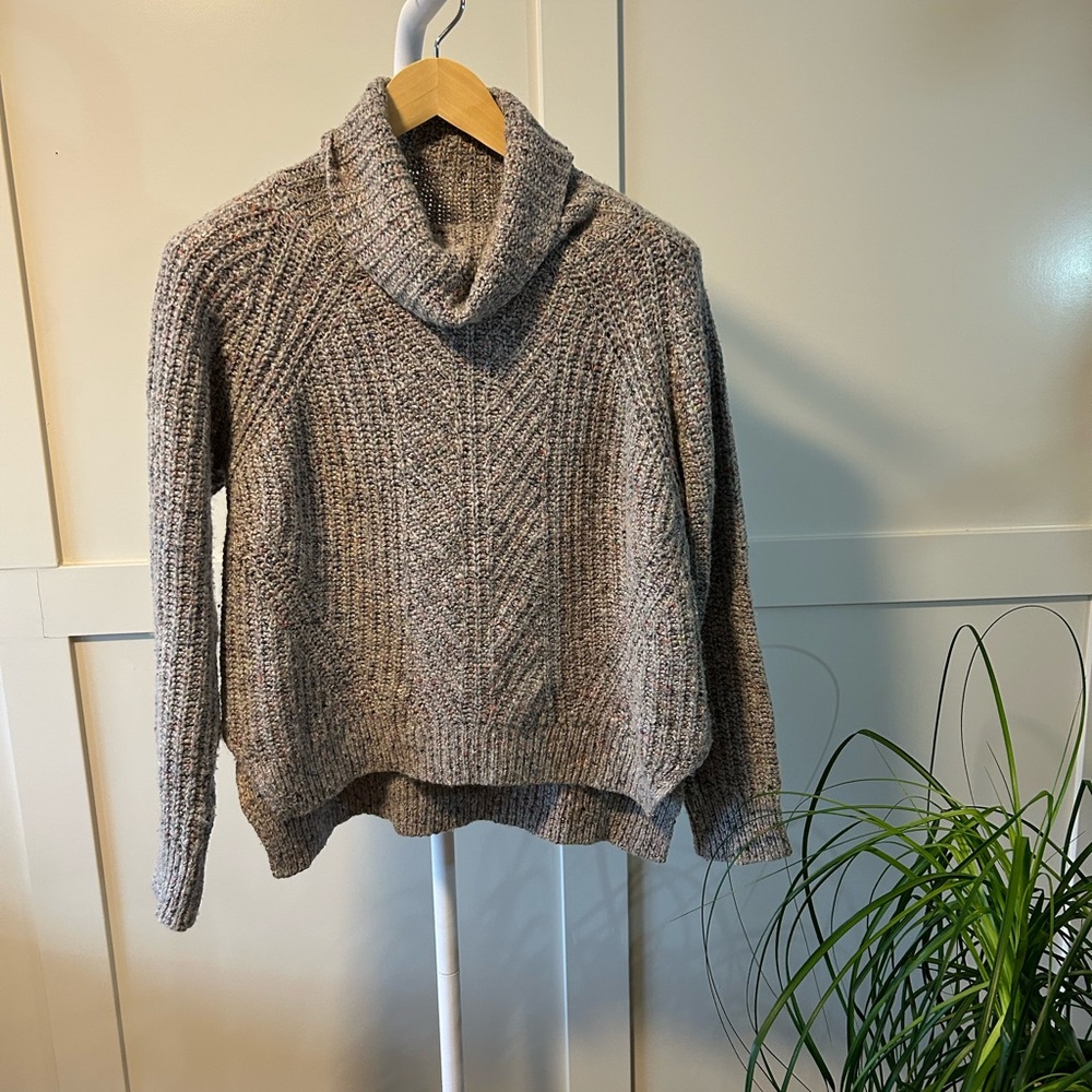 Madewell Cozy Marled Gray Turtleneck Sweater